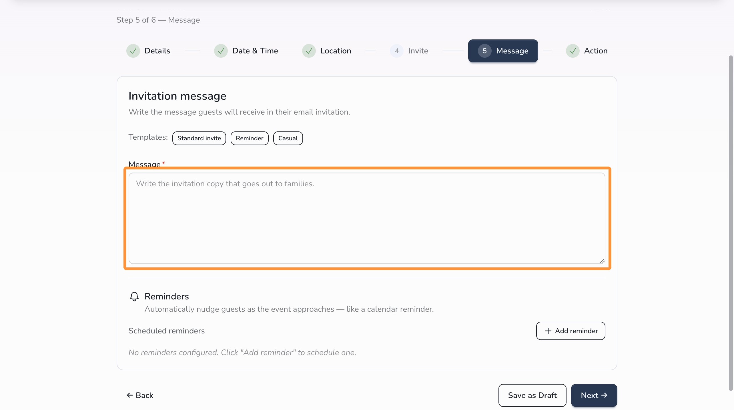 Add event message details in Circool