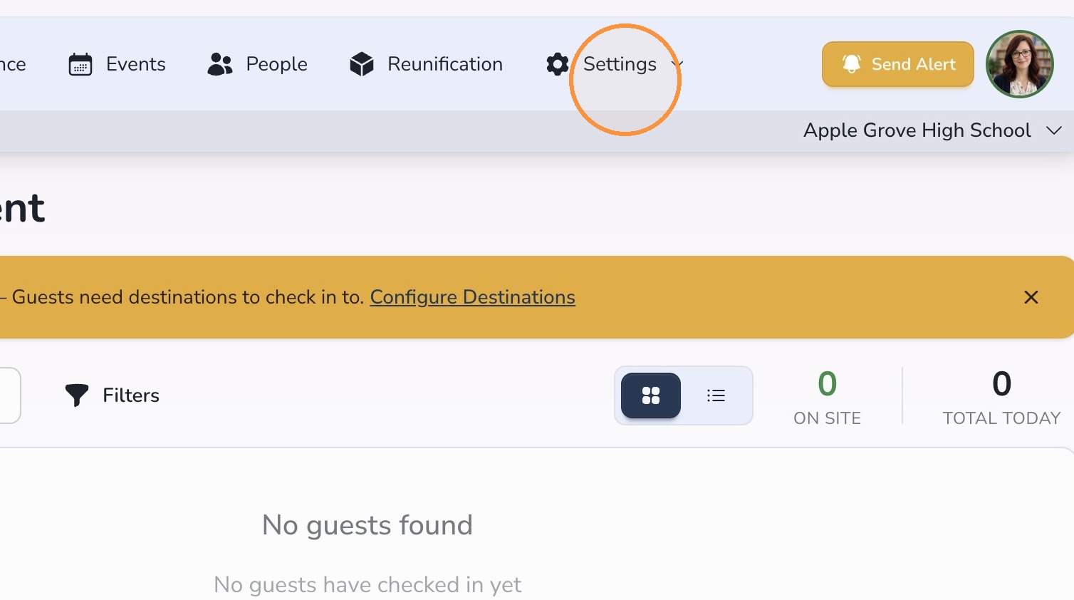 Open Guest Management settings in Circool