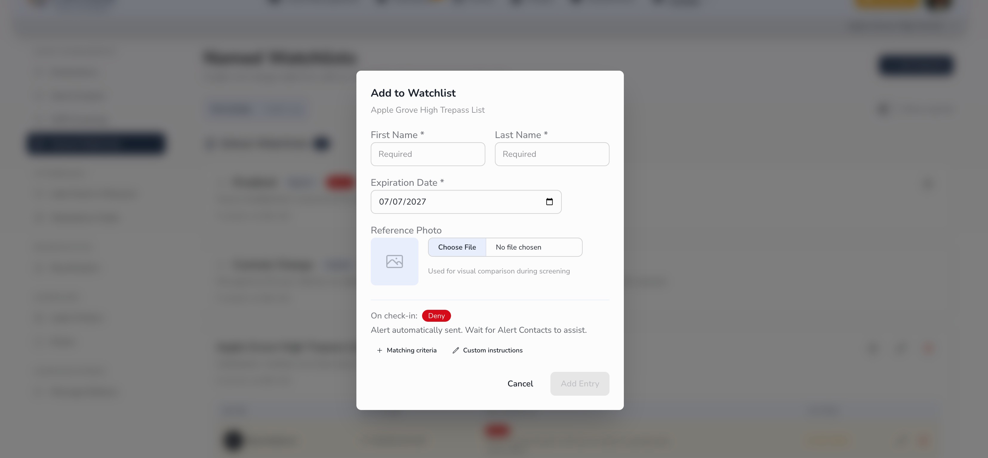 Manually add person to Watchlist by name in Circool