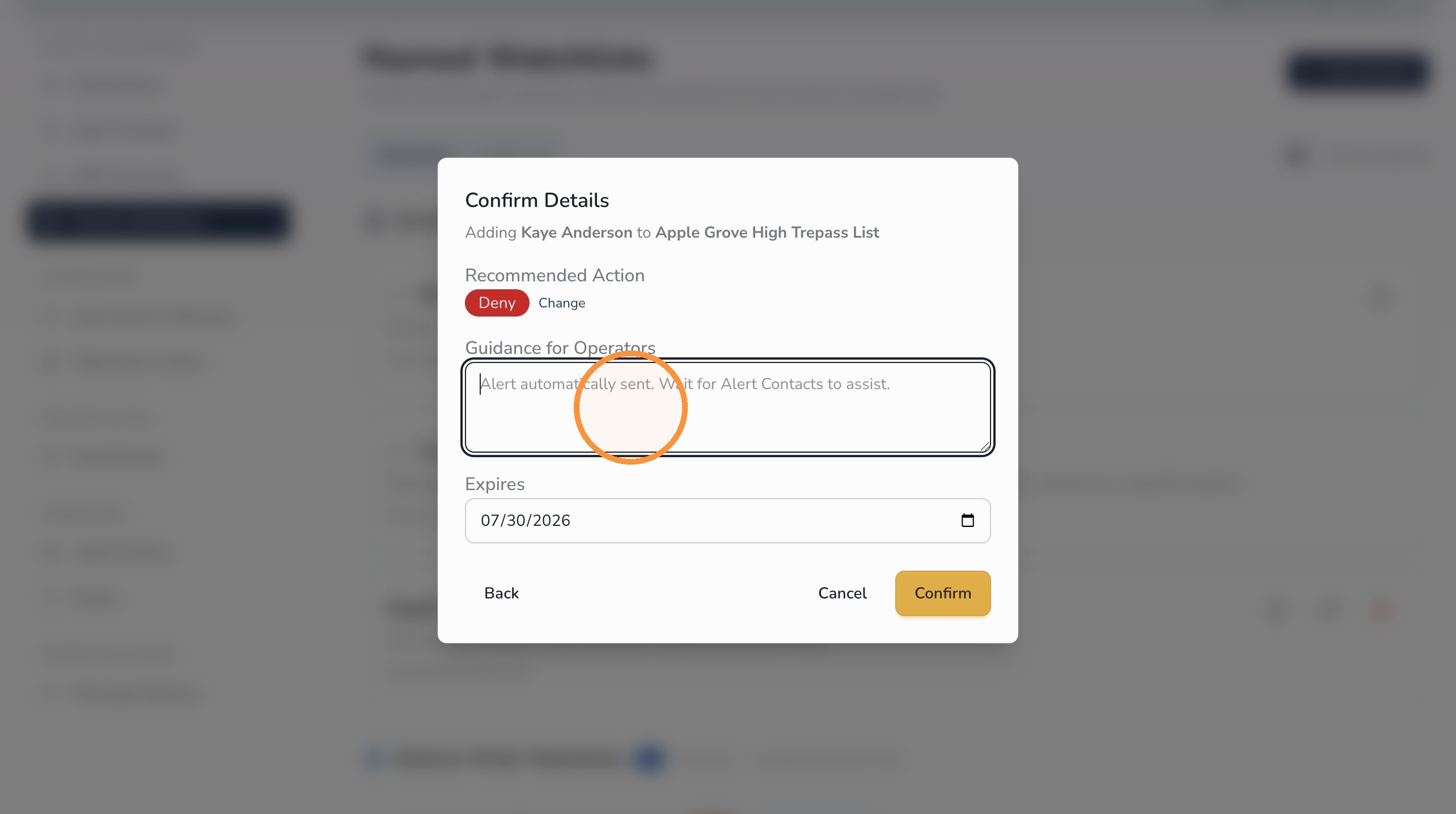 Update Watchlist person instructions in Circool