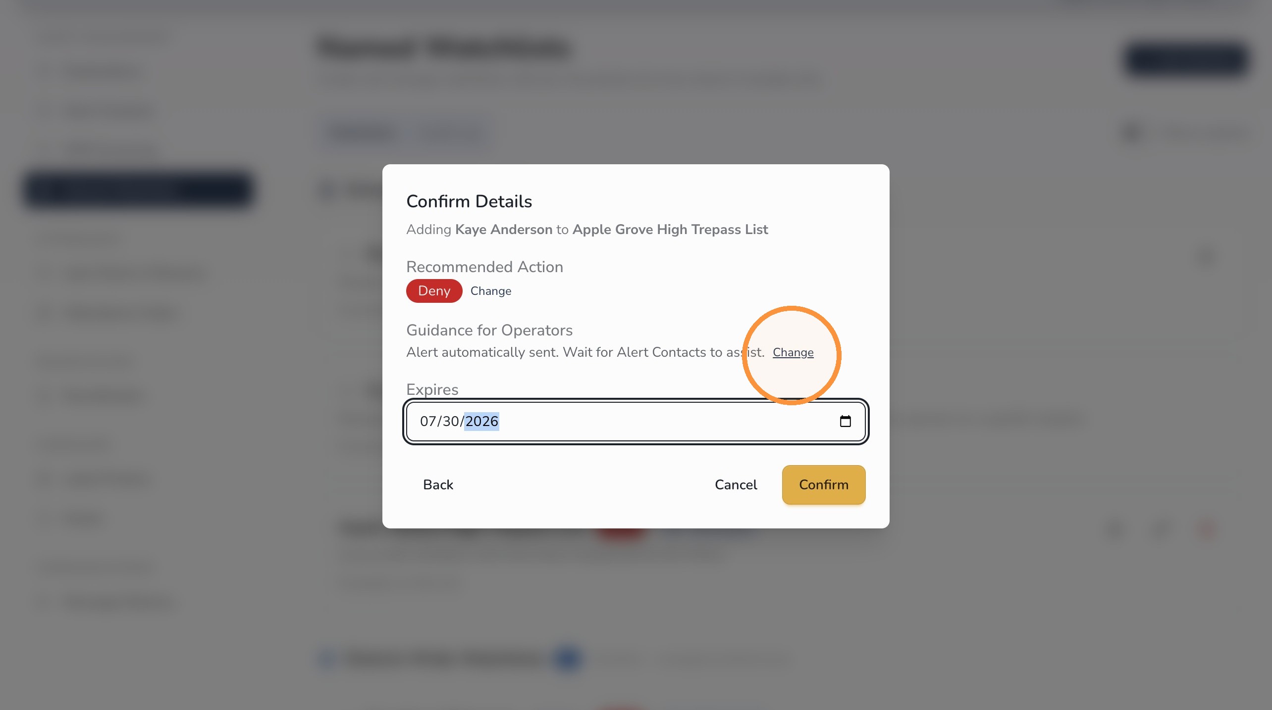 Individual Watchlist instructions in Circool