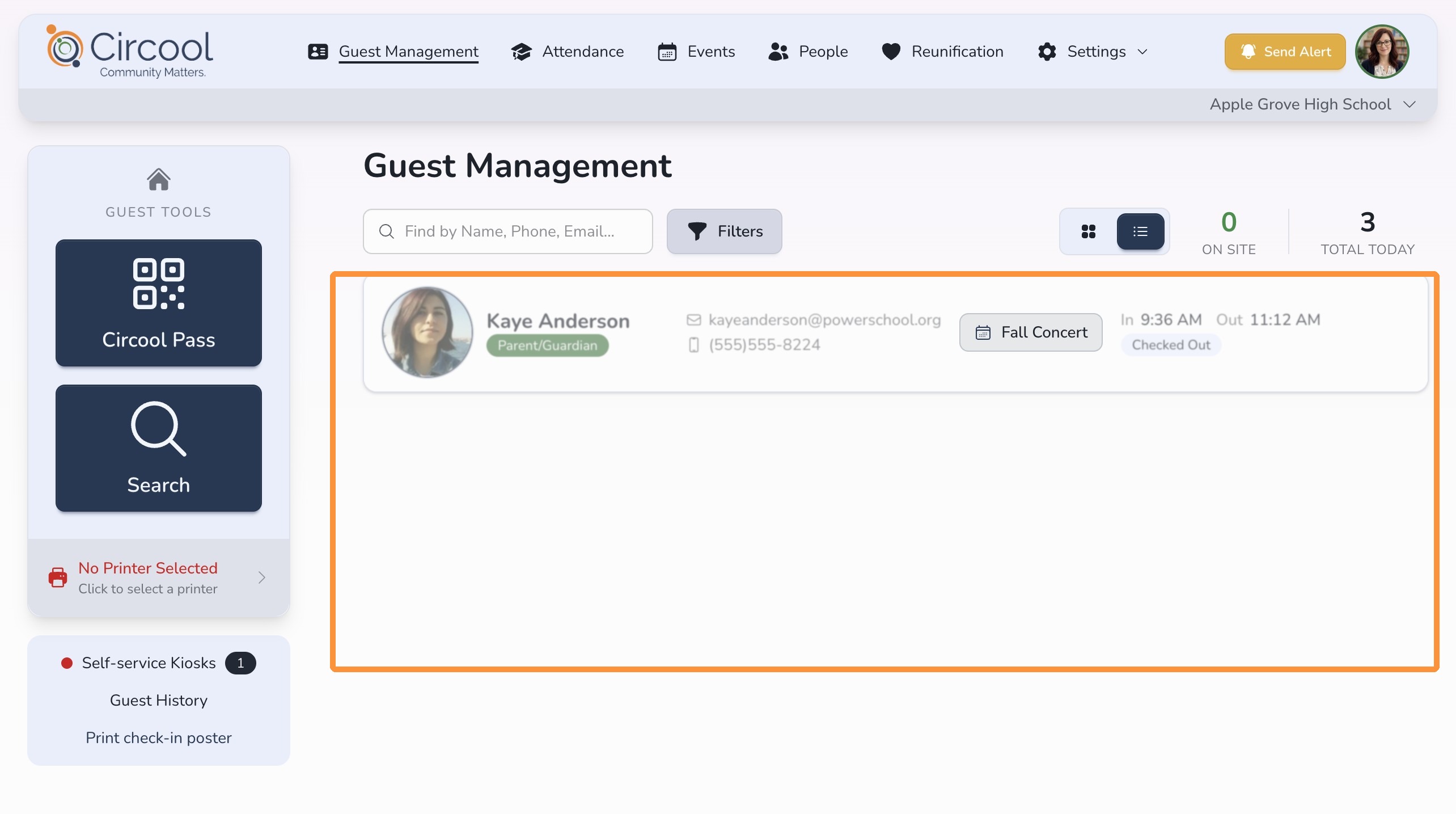 Guest Management dashboard