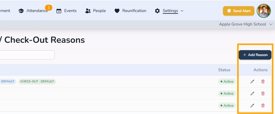 Add or edit check-in and check-out reasons in Circool