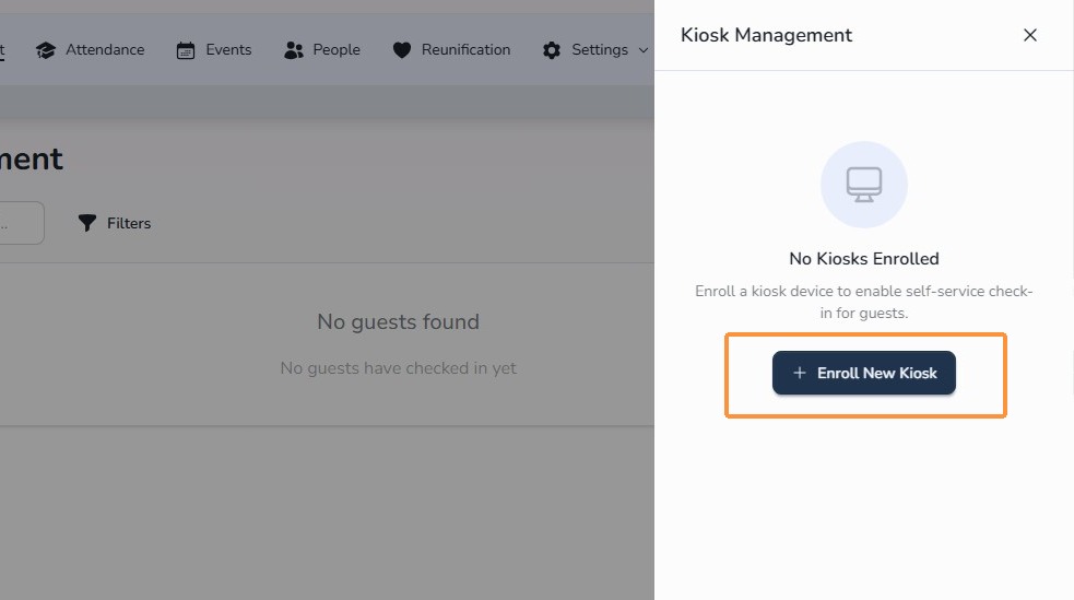 Enroll New Kiosk button in Circool