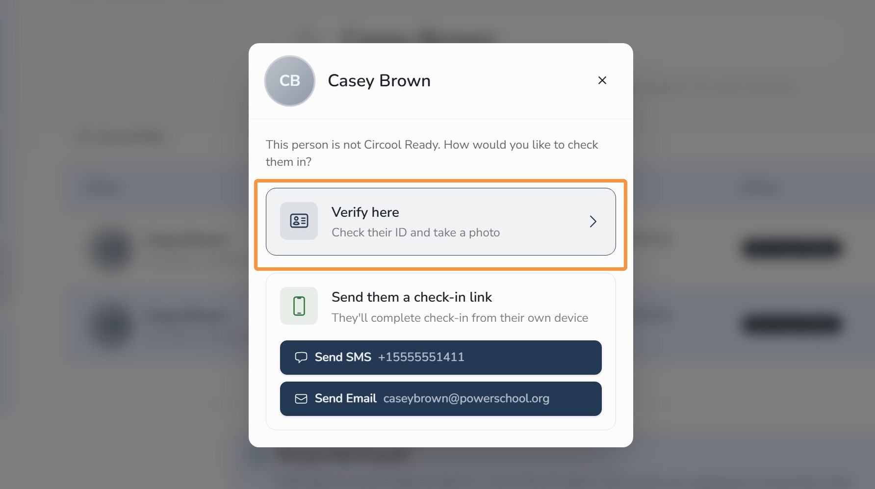 Verify Here option in Circool