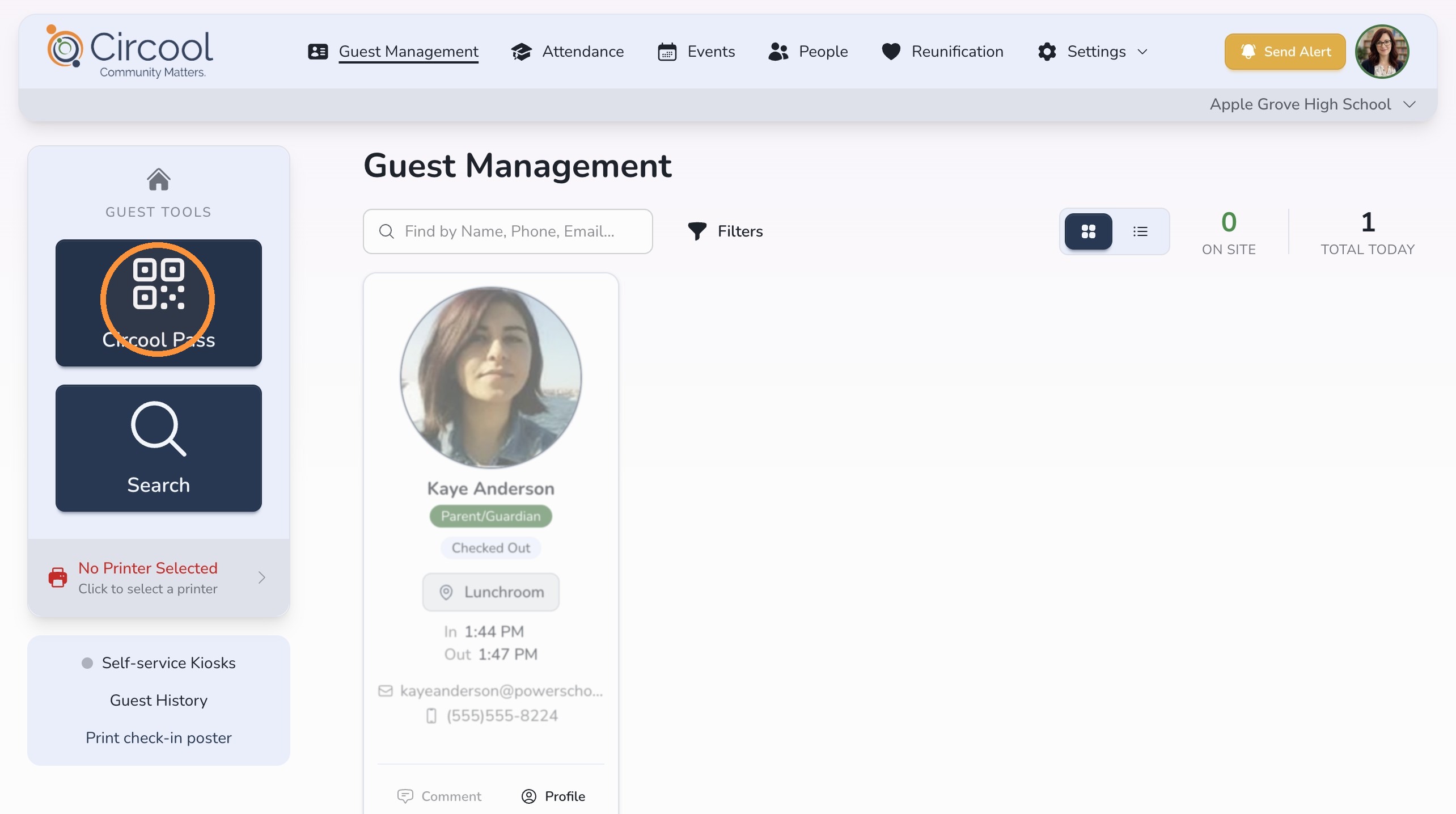 Circool Pass button in Guest Management