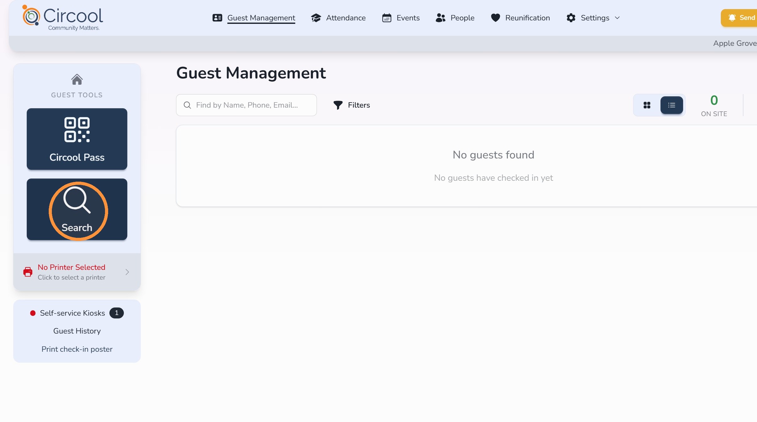 Search button for Not Circool Ready guest