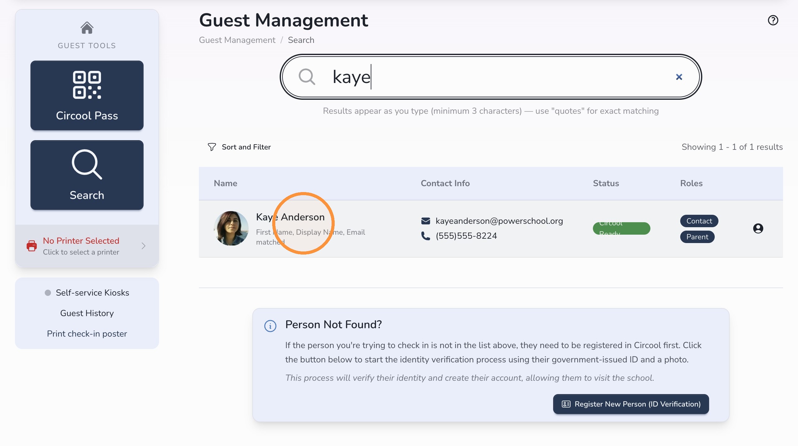 Guest search results in Circool