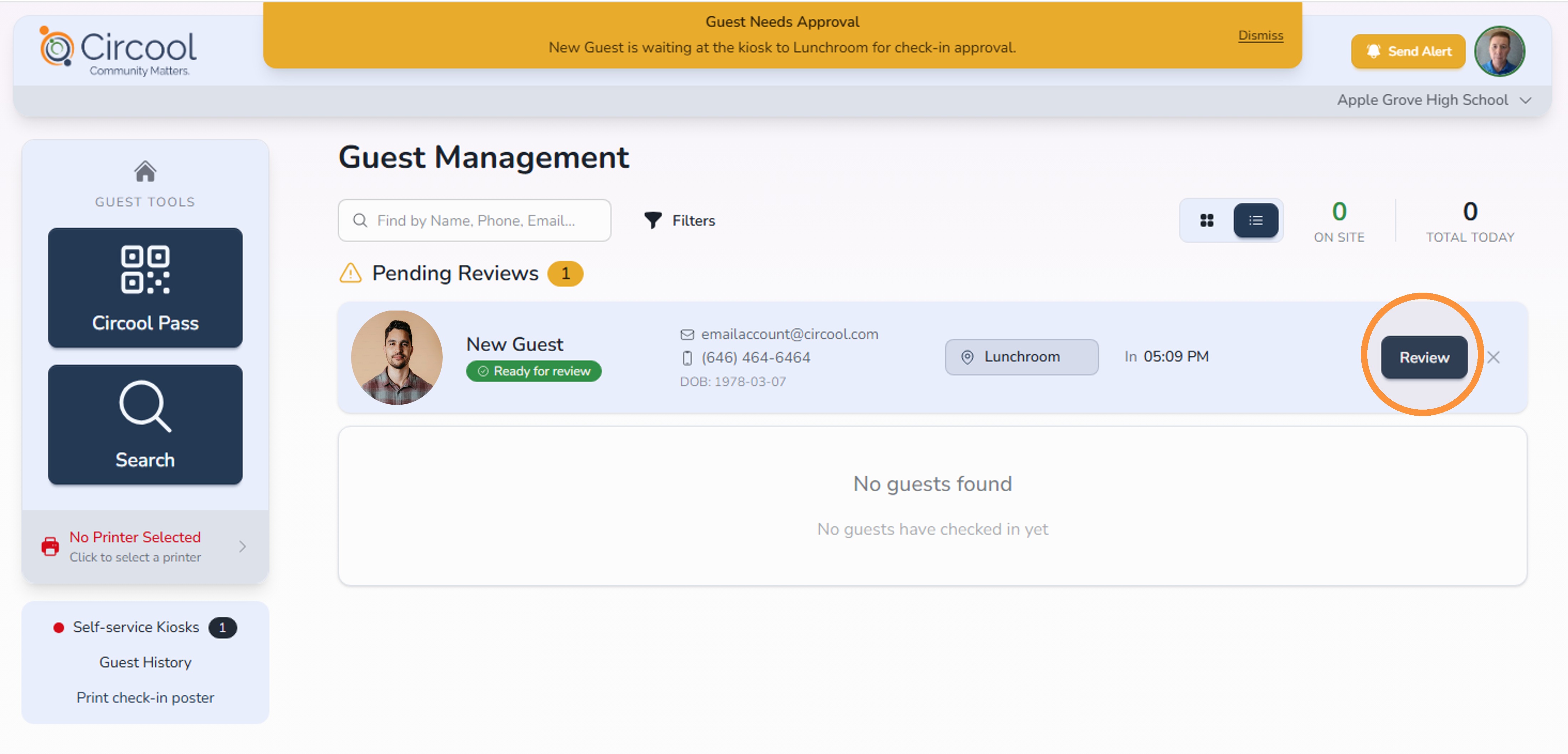 Review first-time guest check-in request