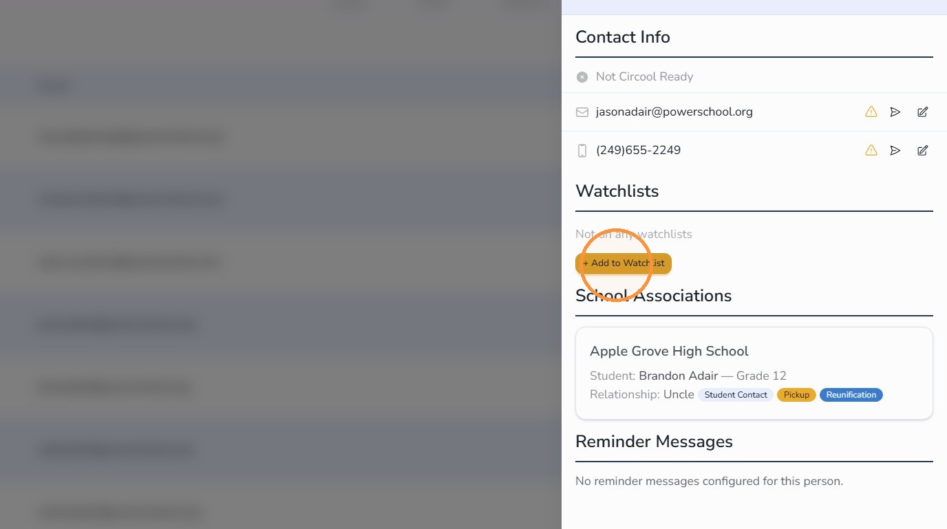 Add to Watchlist button in person profile