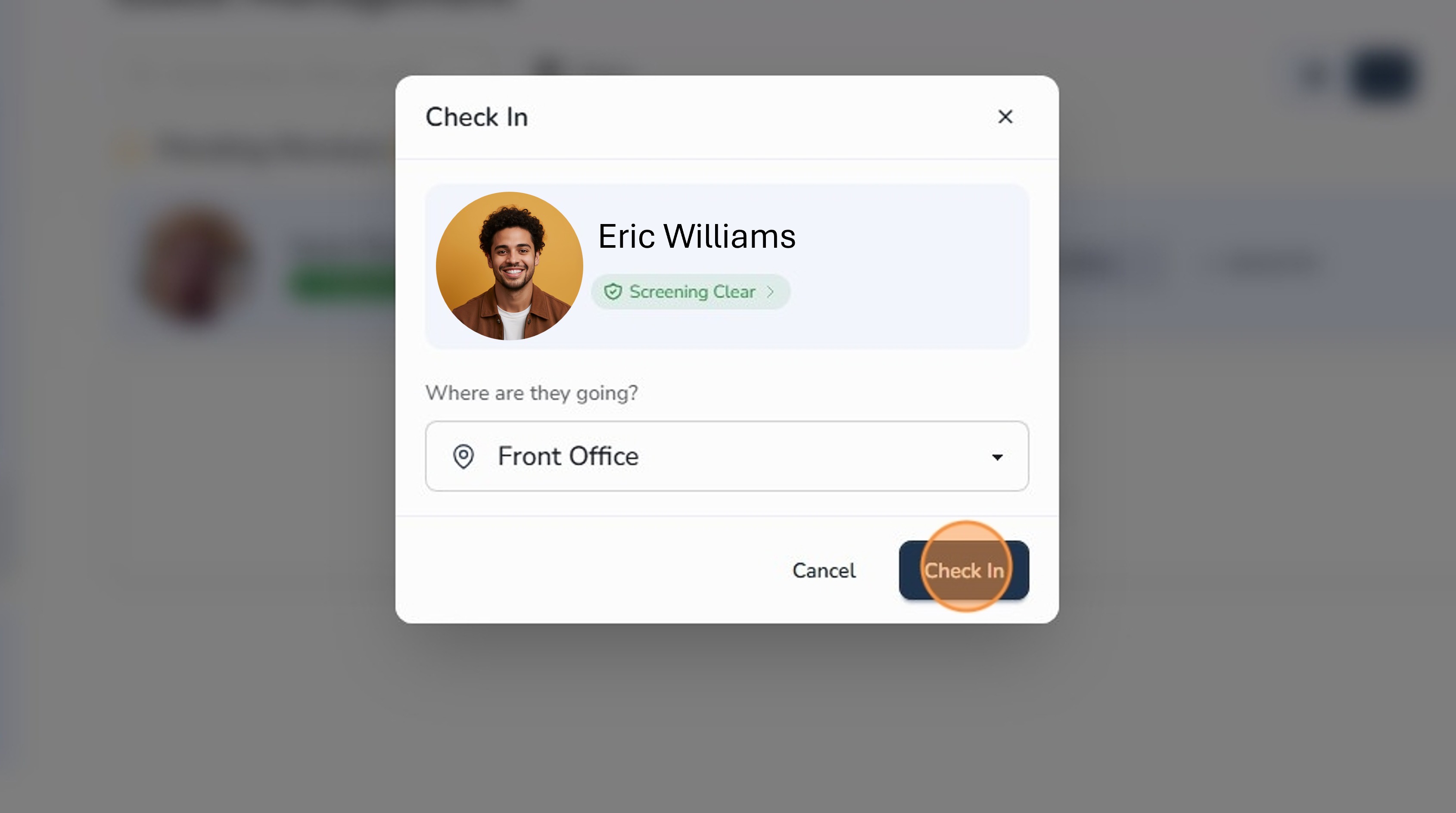 Approve destination and check in guest in Circool