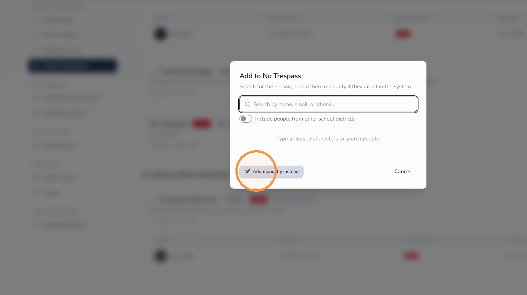 Add Manually Instead option in Circool Watchlists