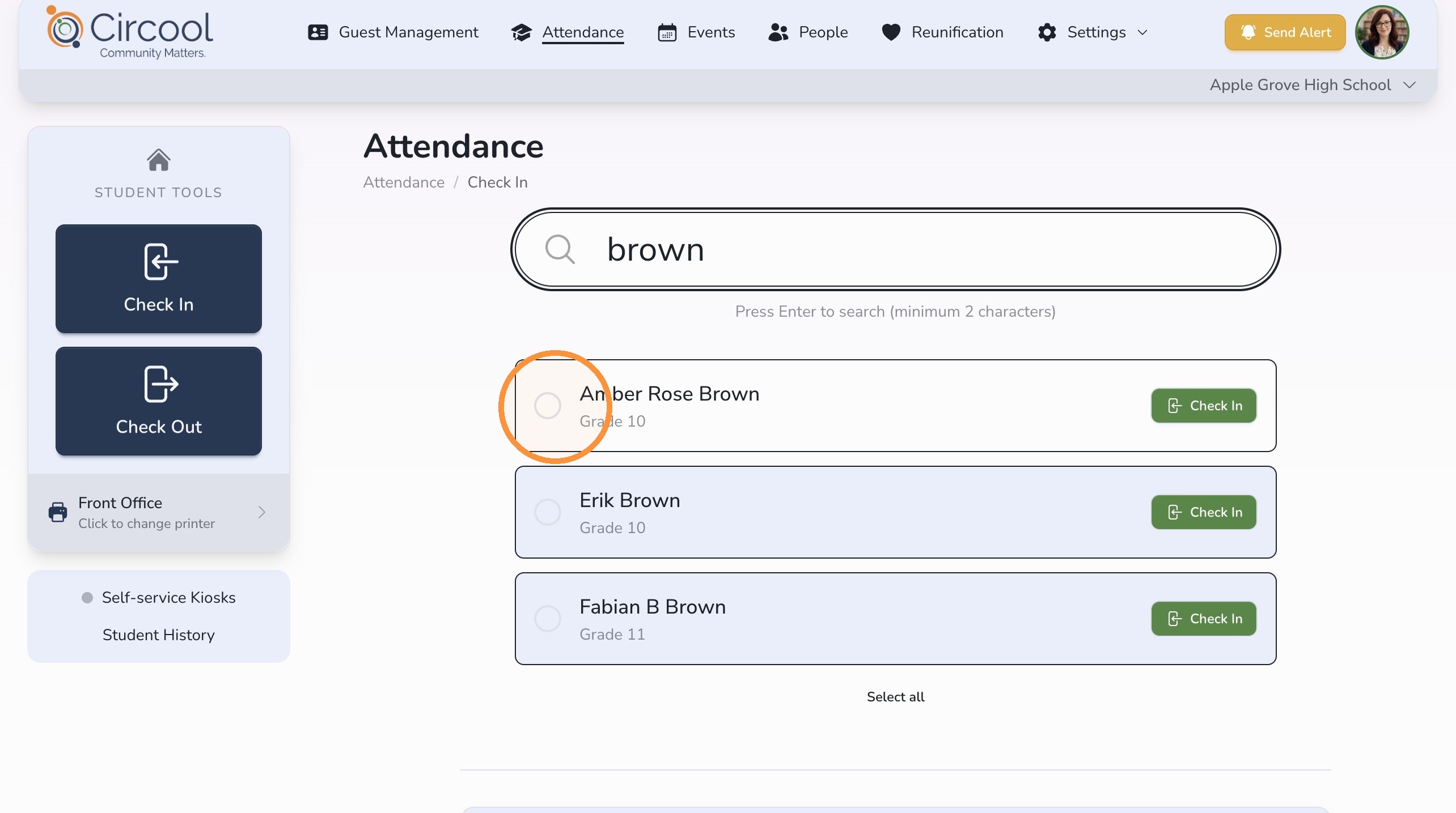 Search for a student by name