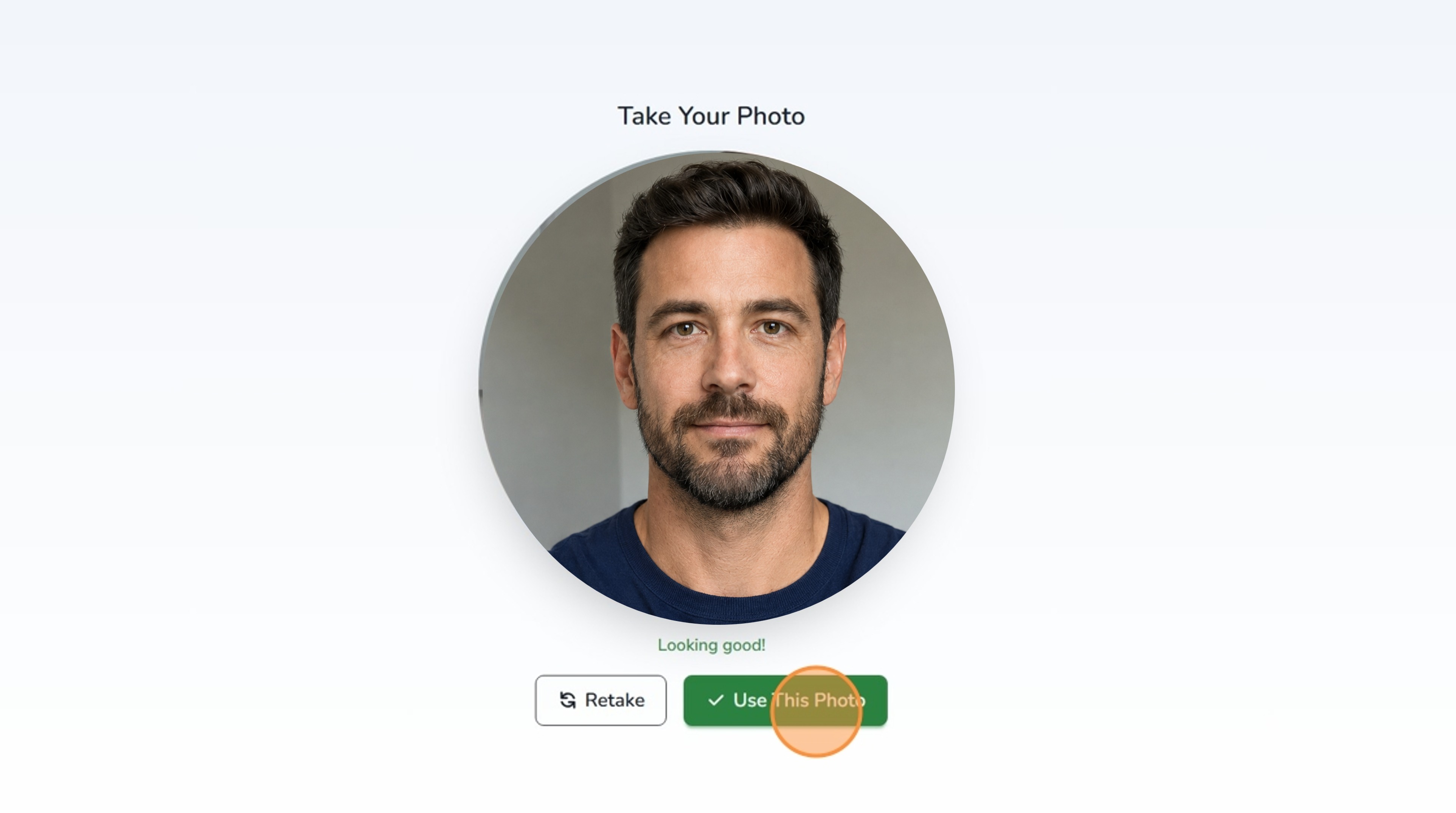 Guest captures profile photo on kiosk