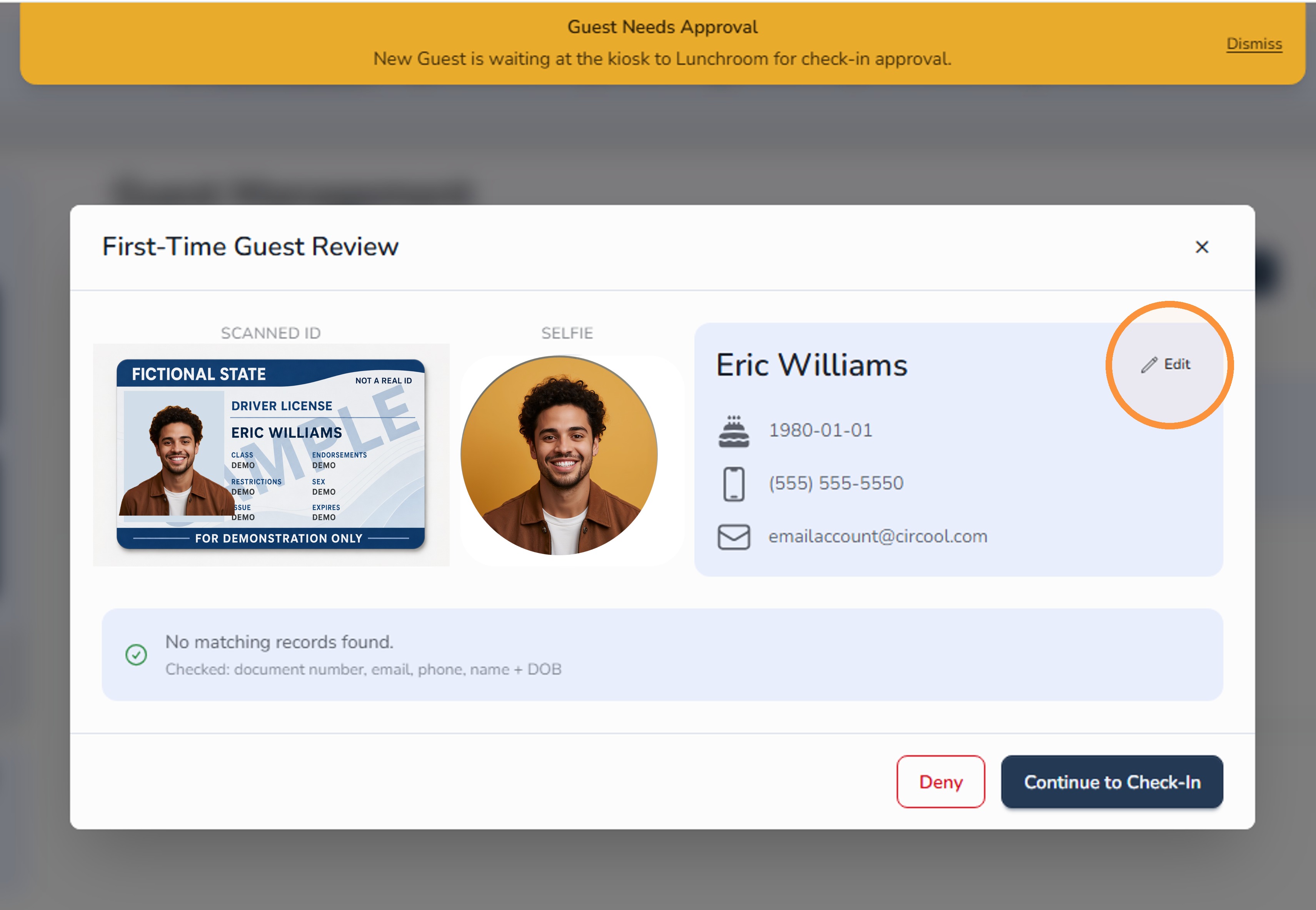 Edit guest contact information in Circool