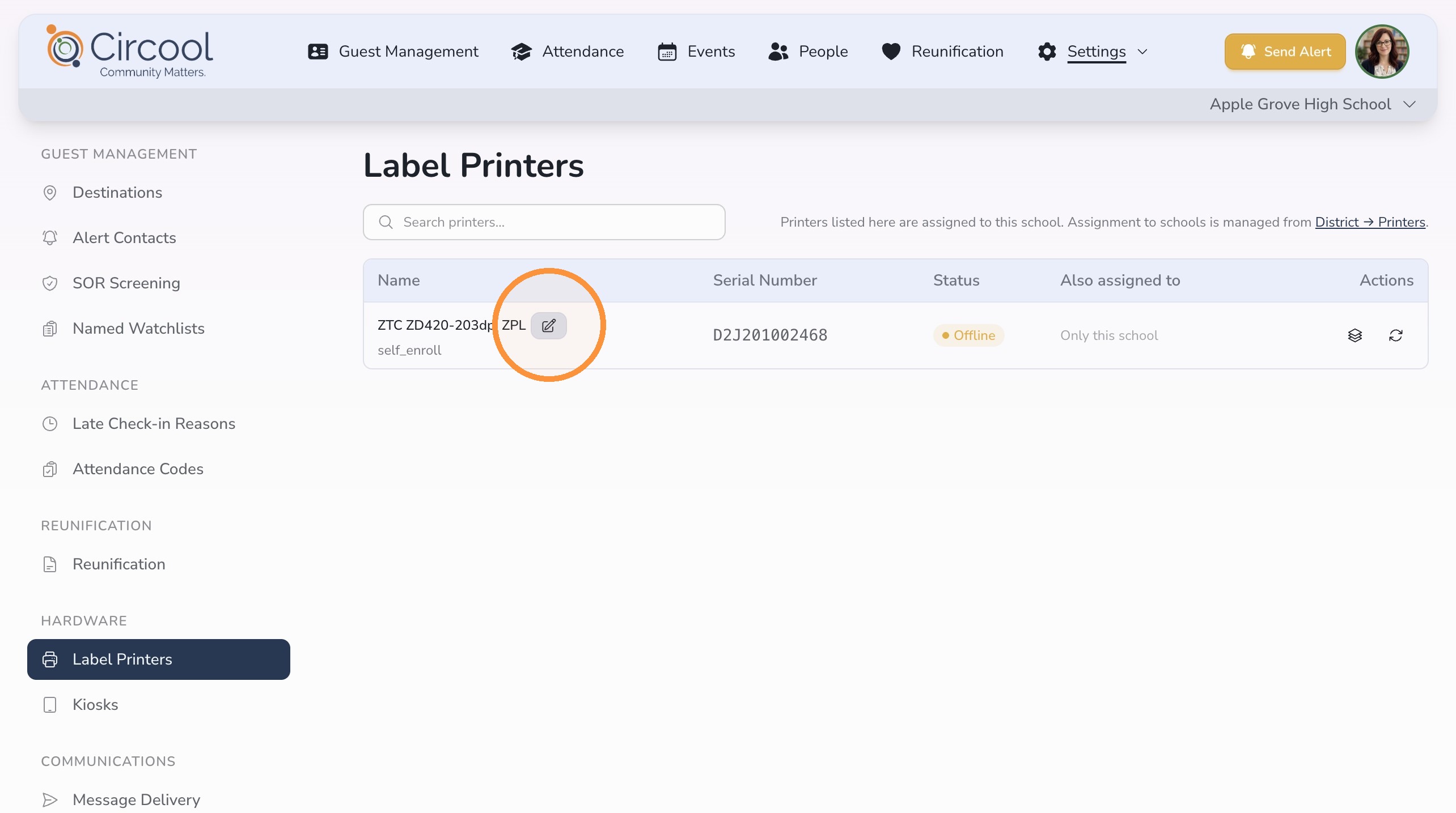 Rename printer in Circool