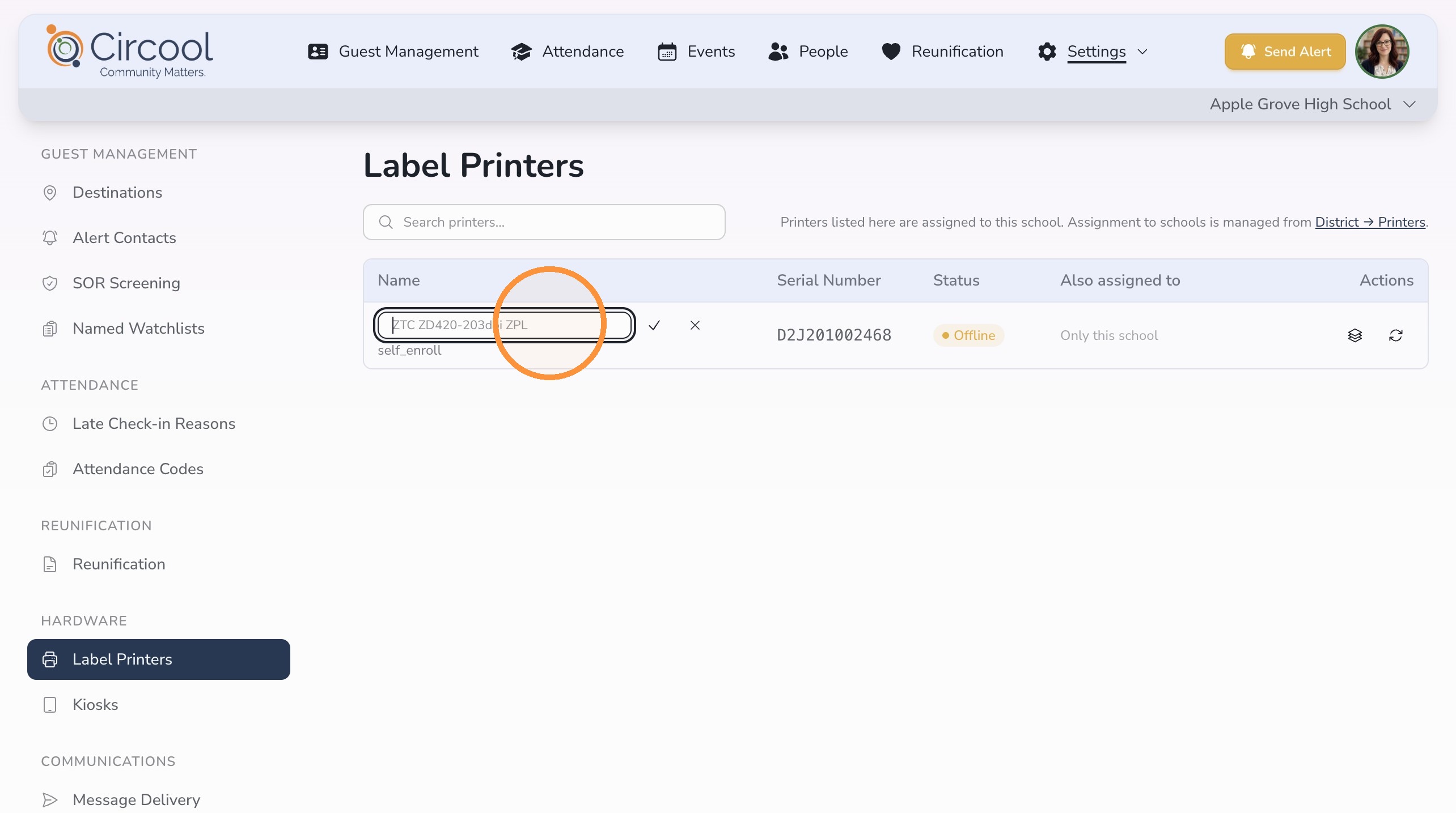 Save renamed printer with checkmark in Circool