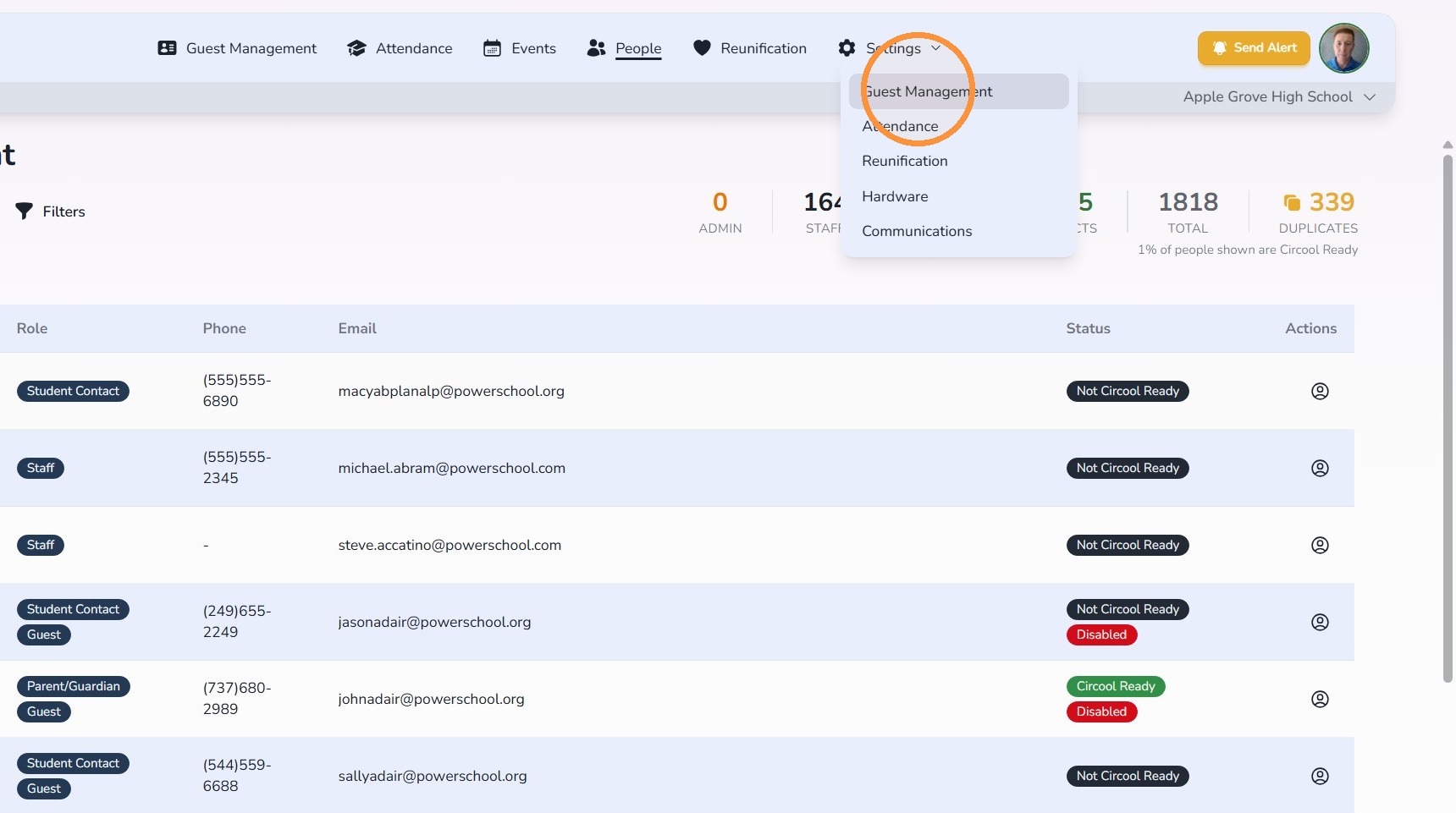 Open Guest Management settings in Circool
