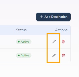 Edit destination using pencil icon in Circool