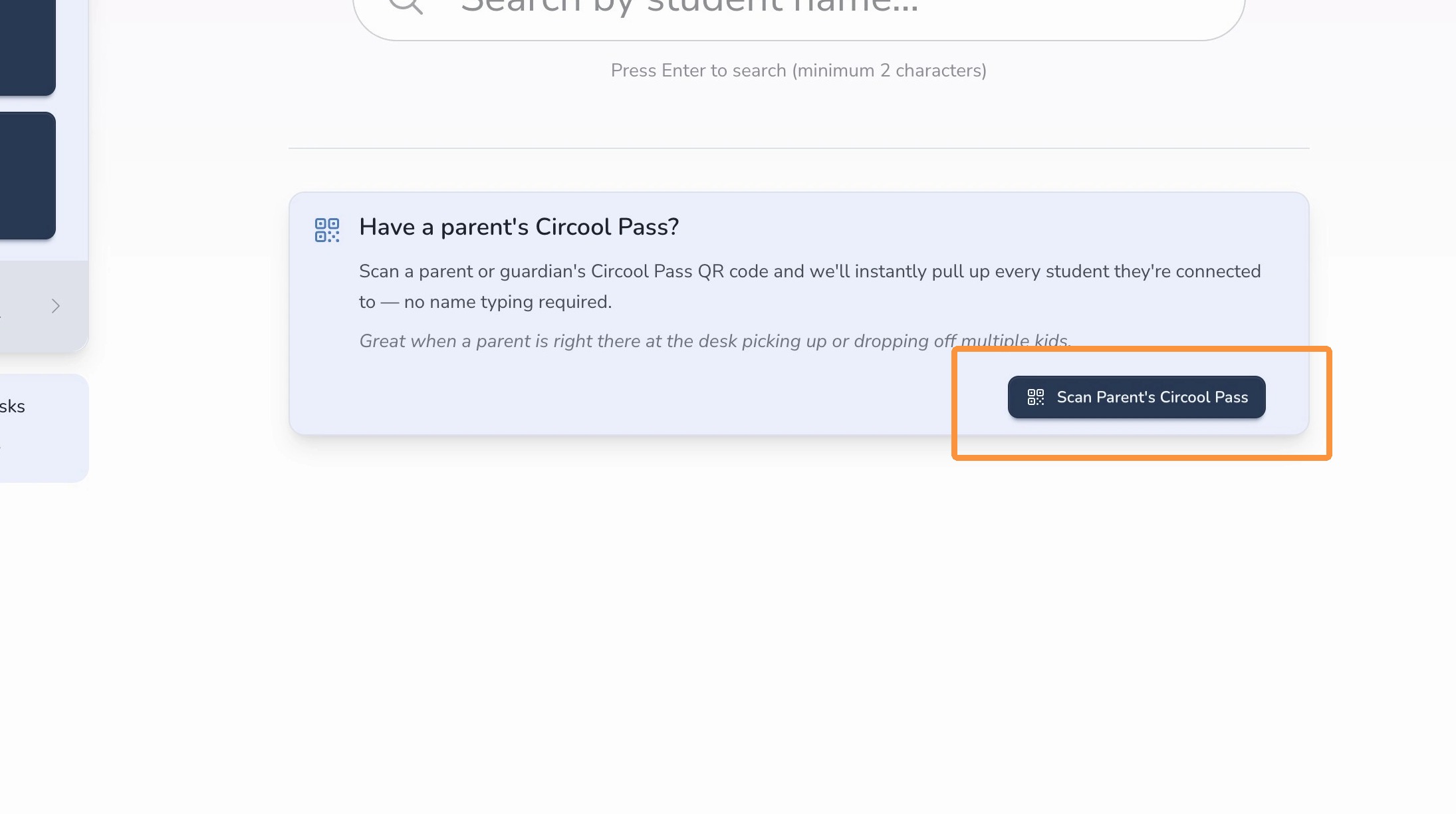 Student check-in options in Circool