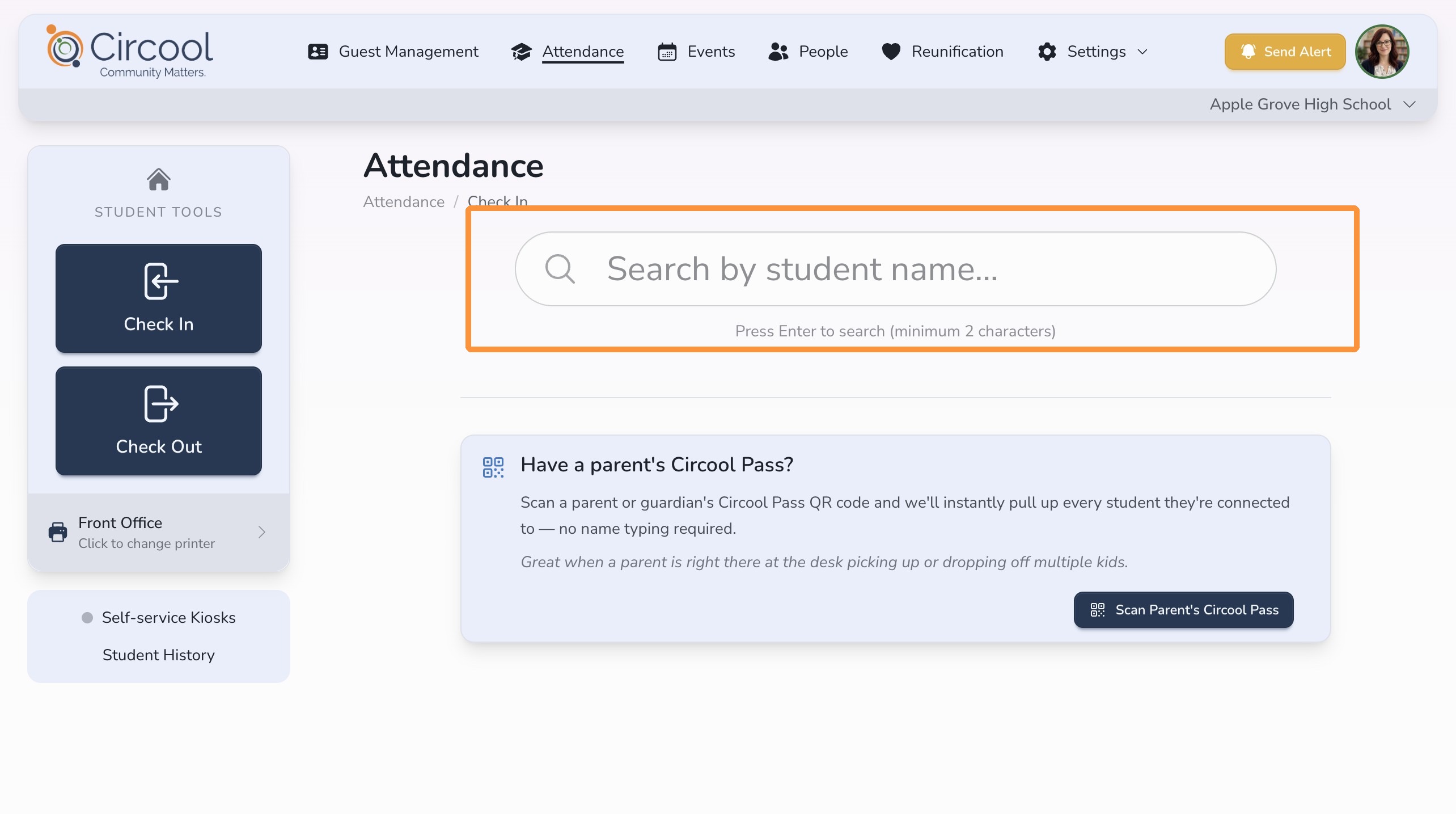 Scan parent Circool Pass option