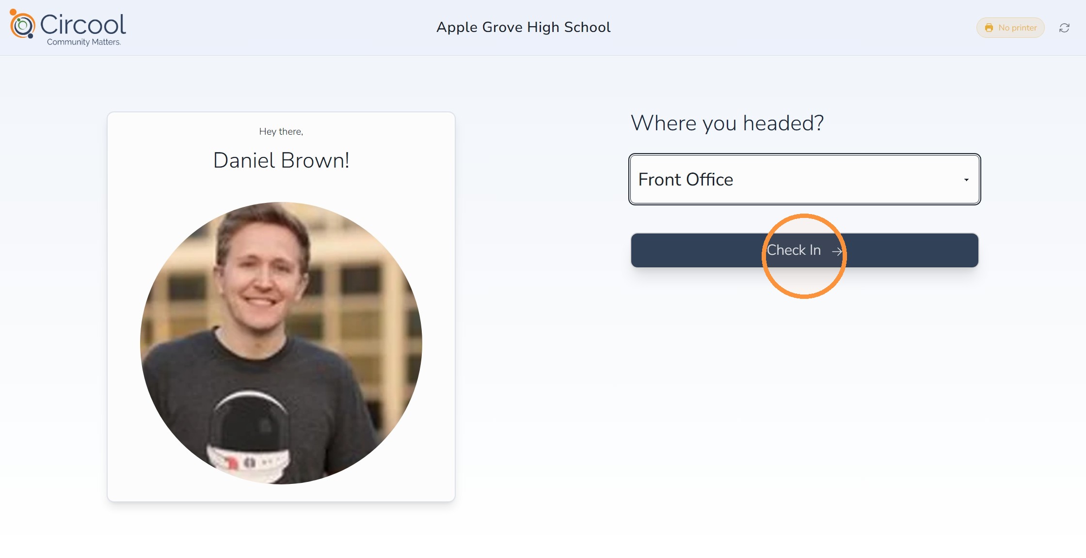 Guest selects destination and checks in from kiosk