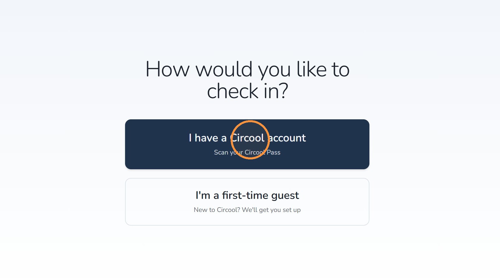 Guest selects I have a Circool account on the kiosk