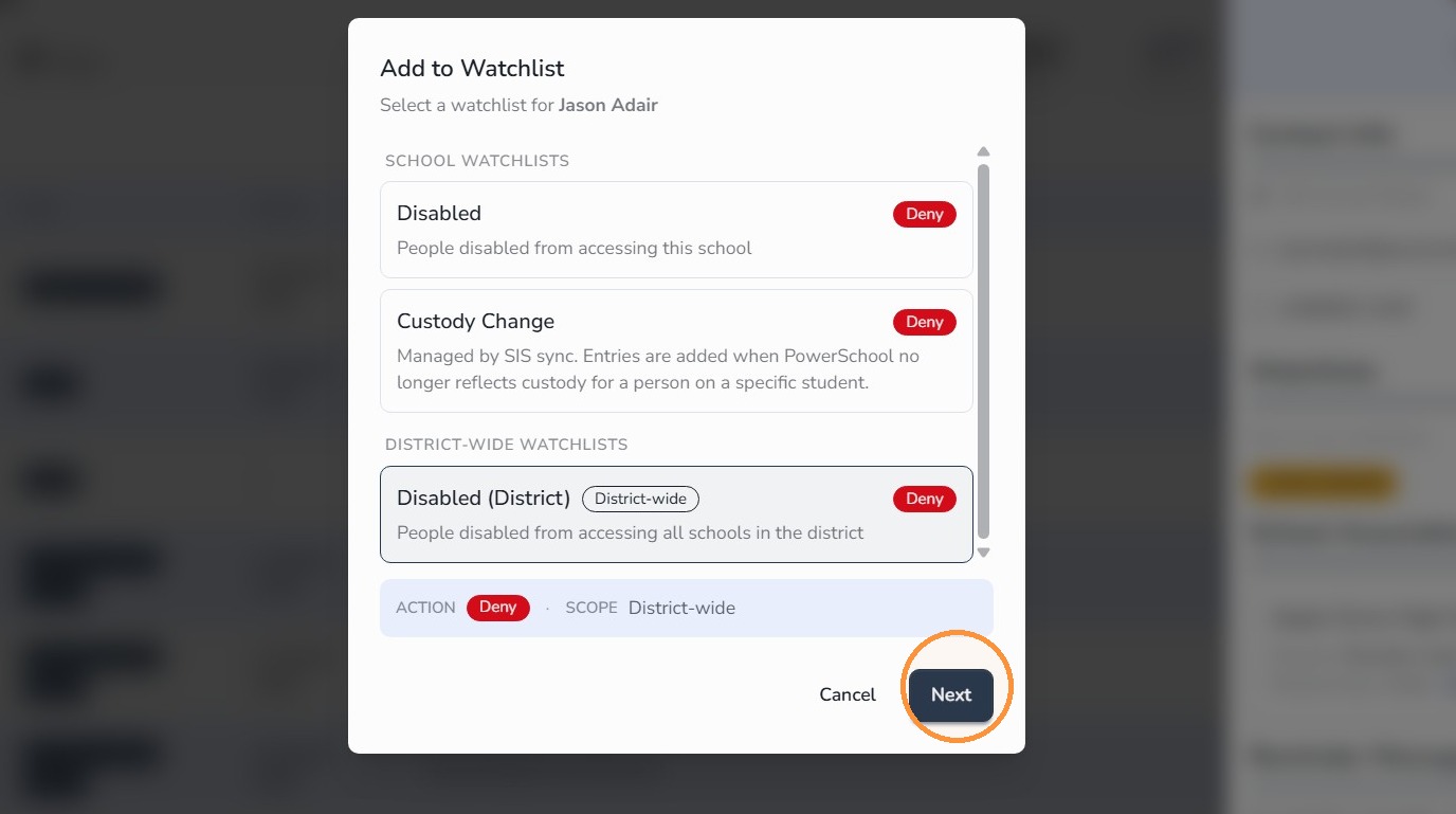 Select Watchlist option in Circool