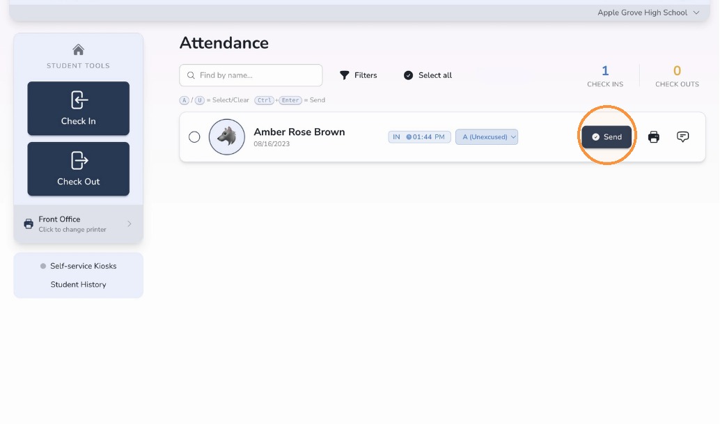 Send one student to SIS