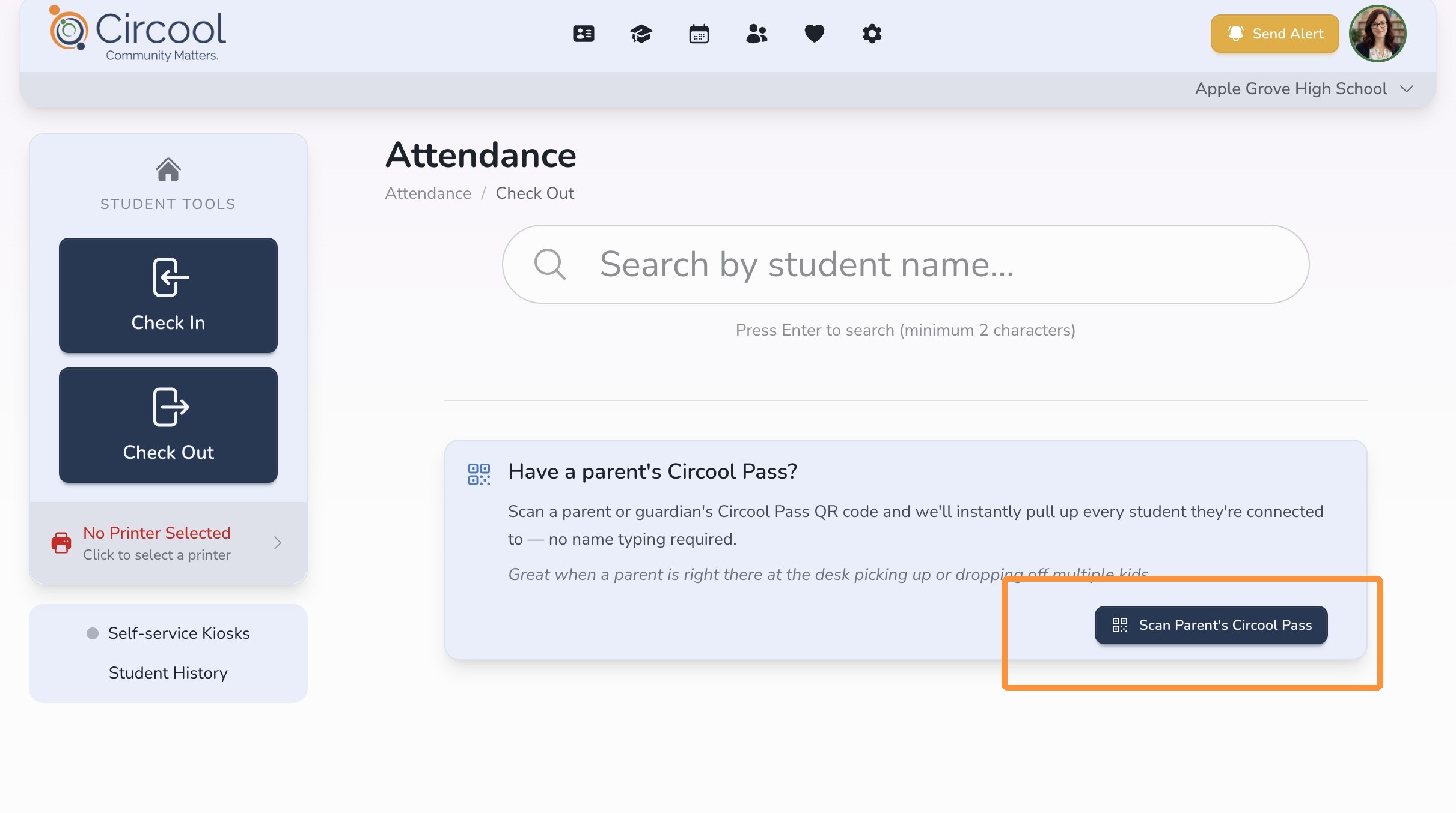Student check-out options in Circool