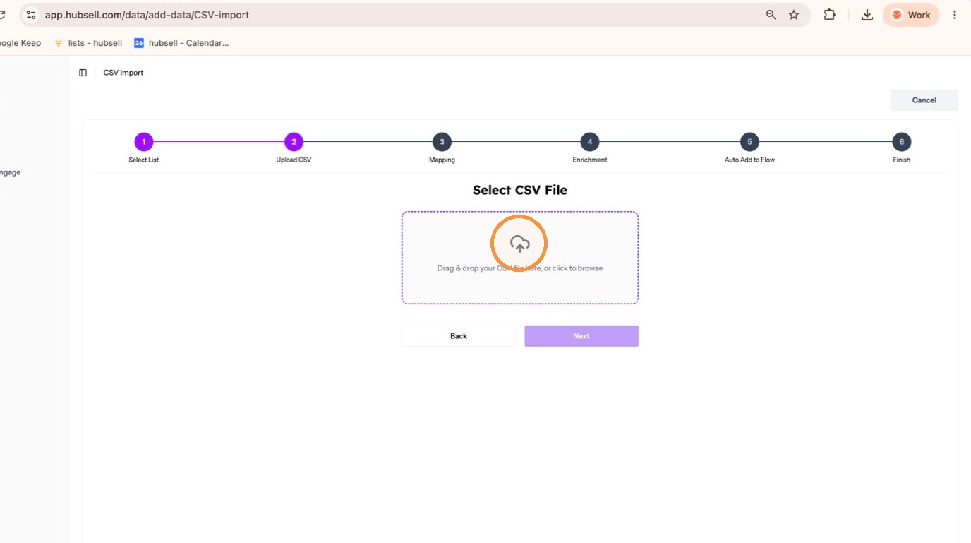 Uploading the CSV file