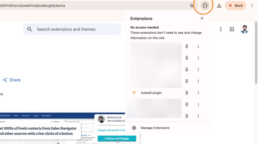 Opening the hubsell plugin from the Extensions menu