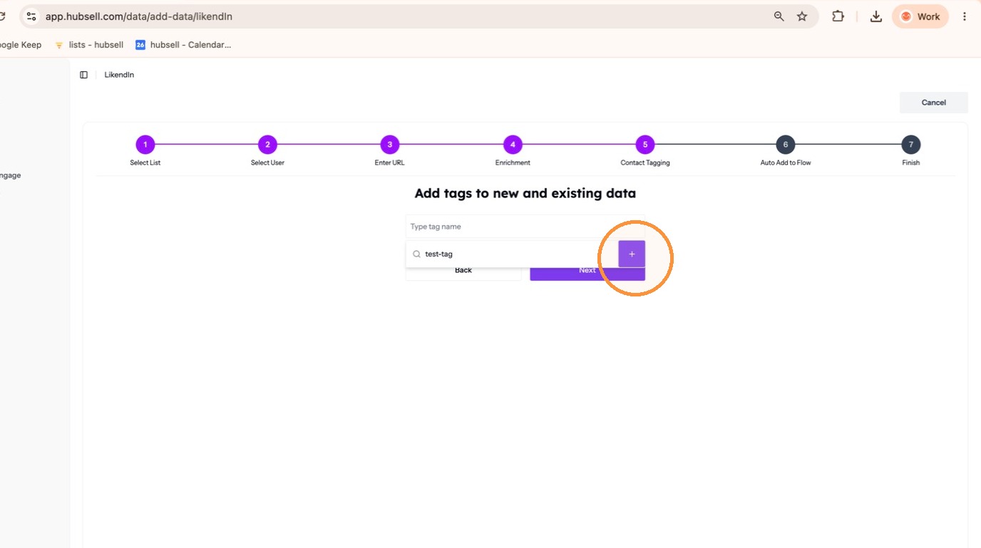 Choosing or adding a tag during the import