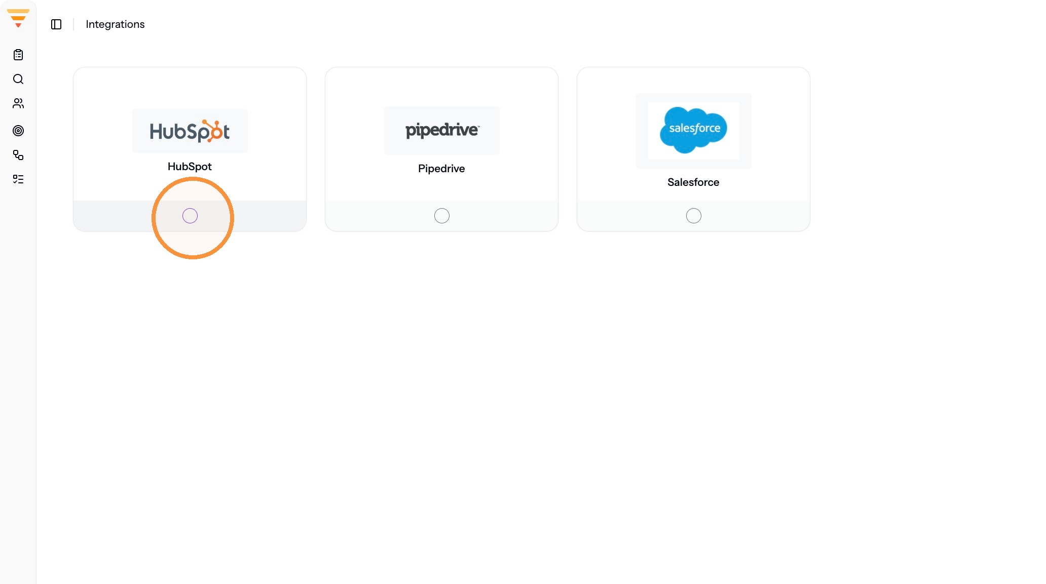 Choosing which CRM to connect