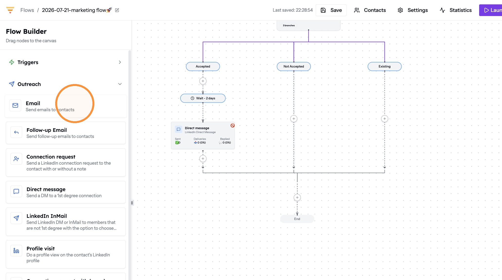Dragging Email into a branch