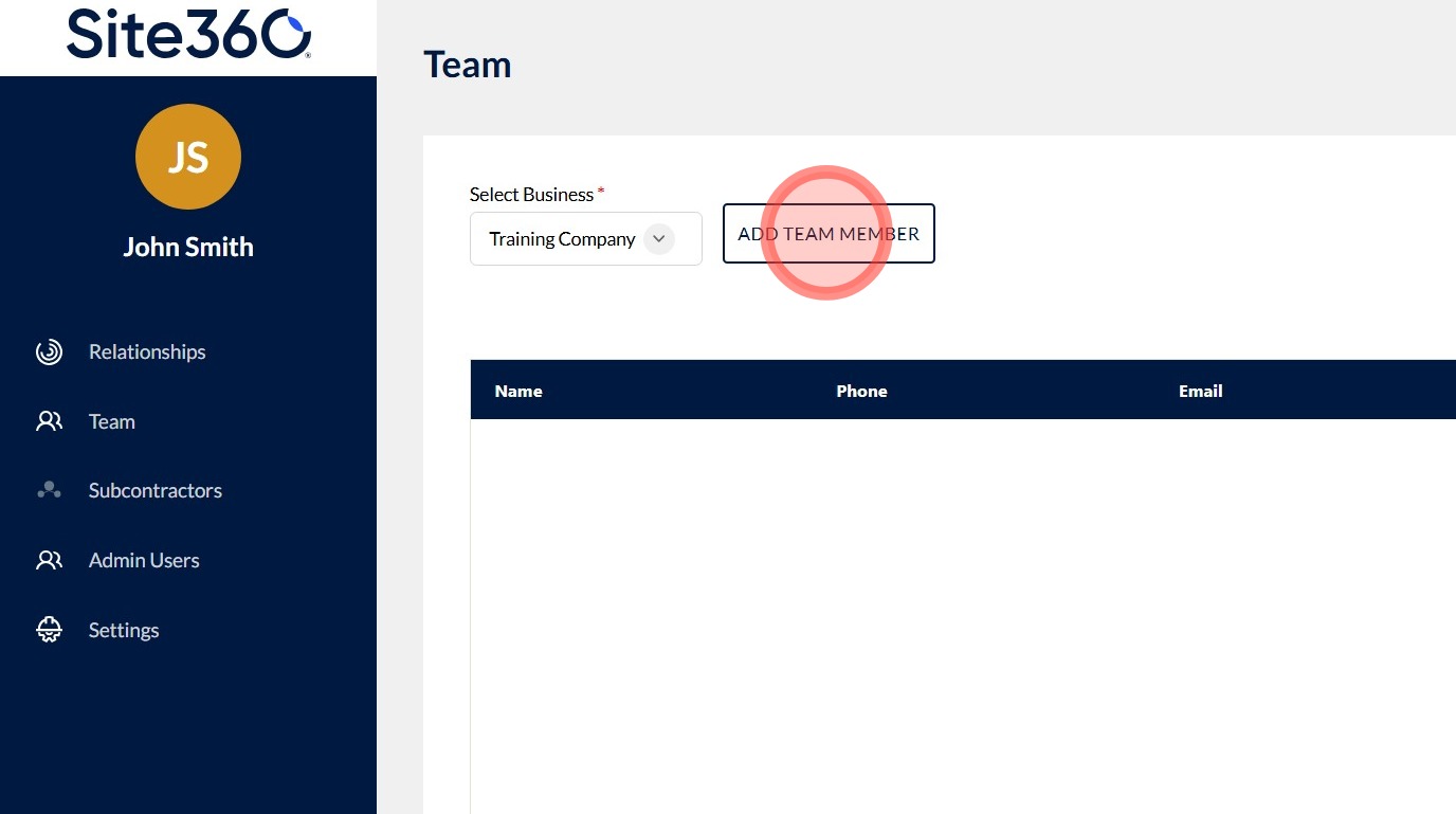 Add team member button