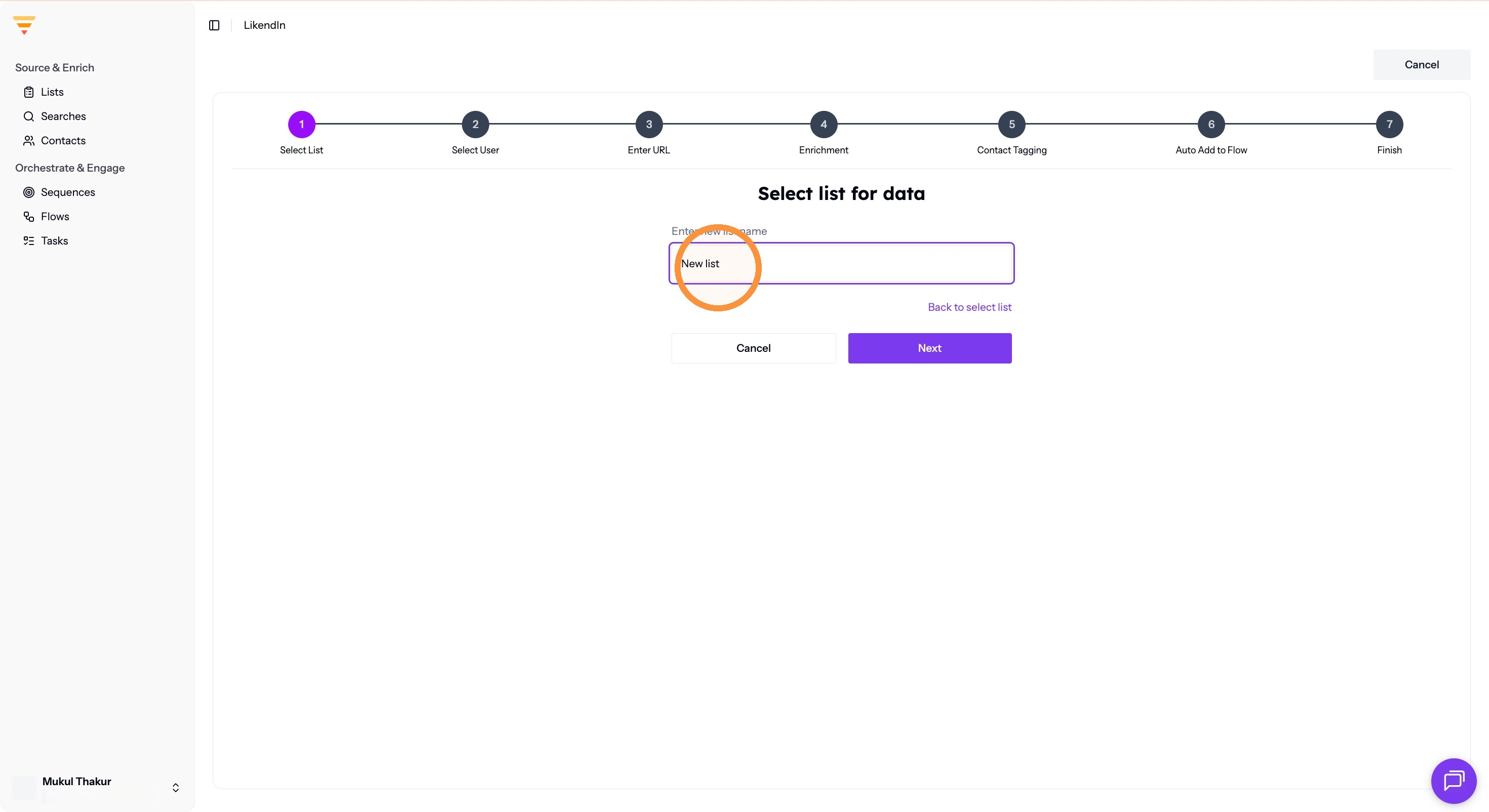 Naming a new list during the import