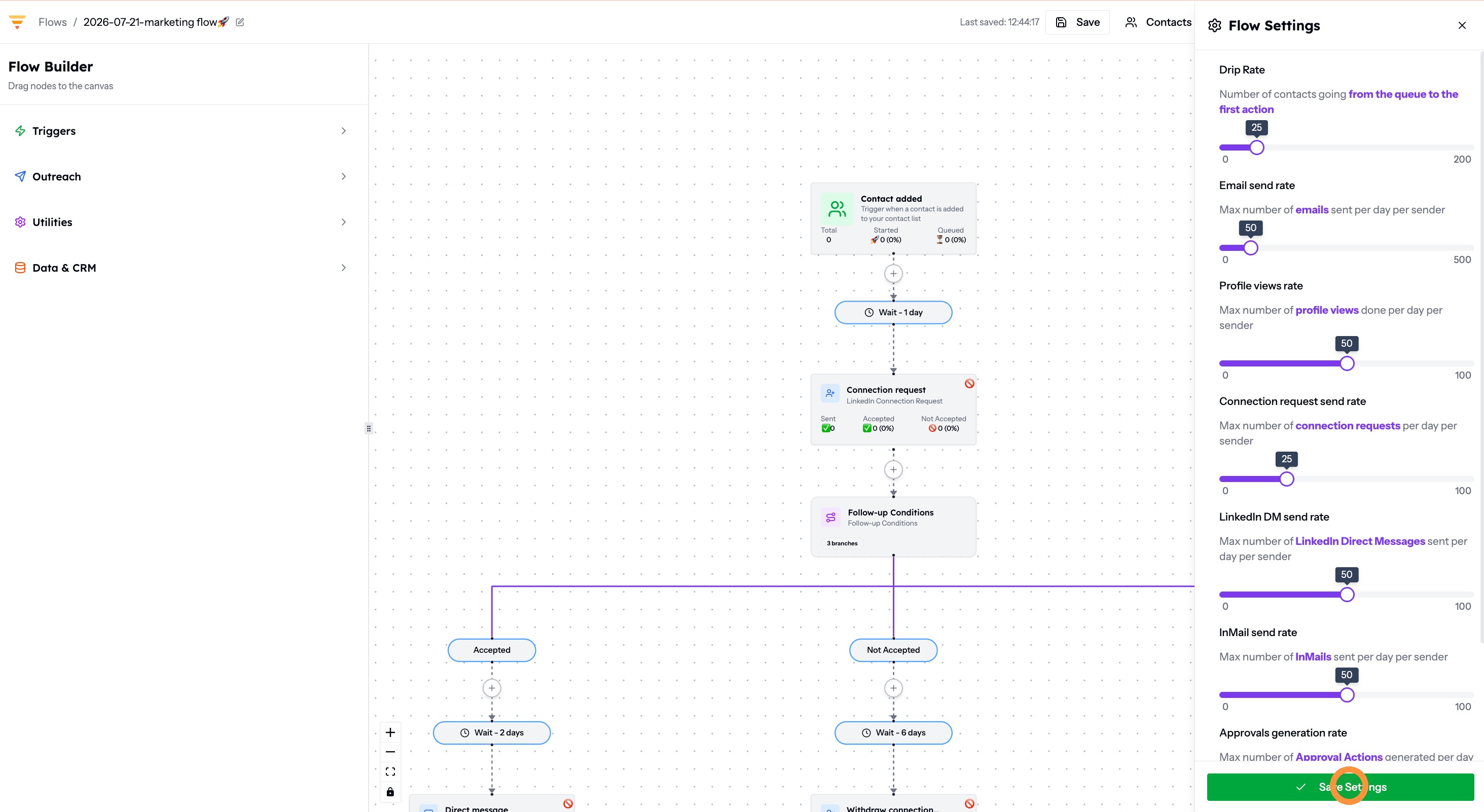Adjusting the Drip Rate and daily channel limits
