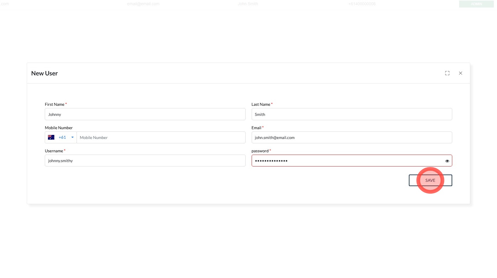 Update admin user fields