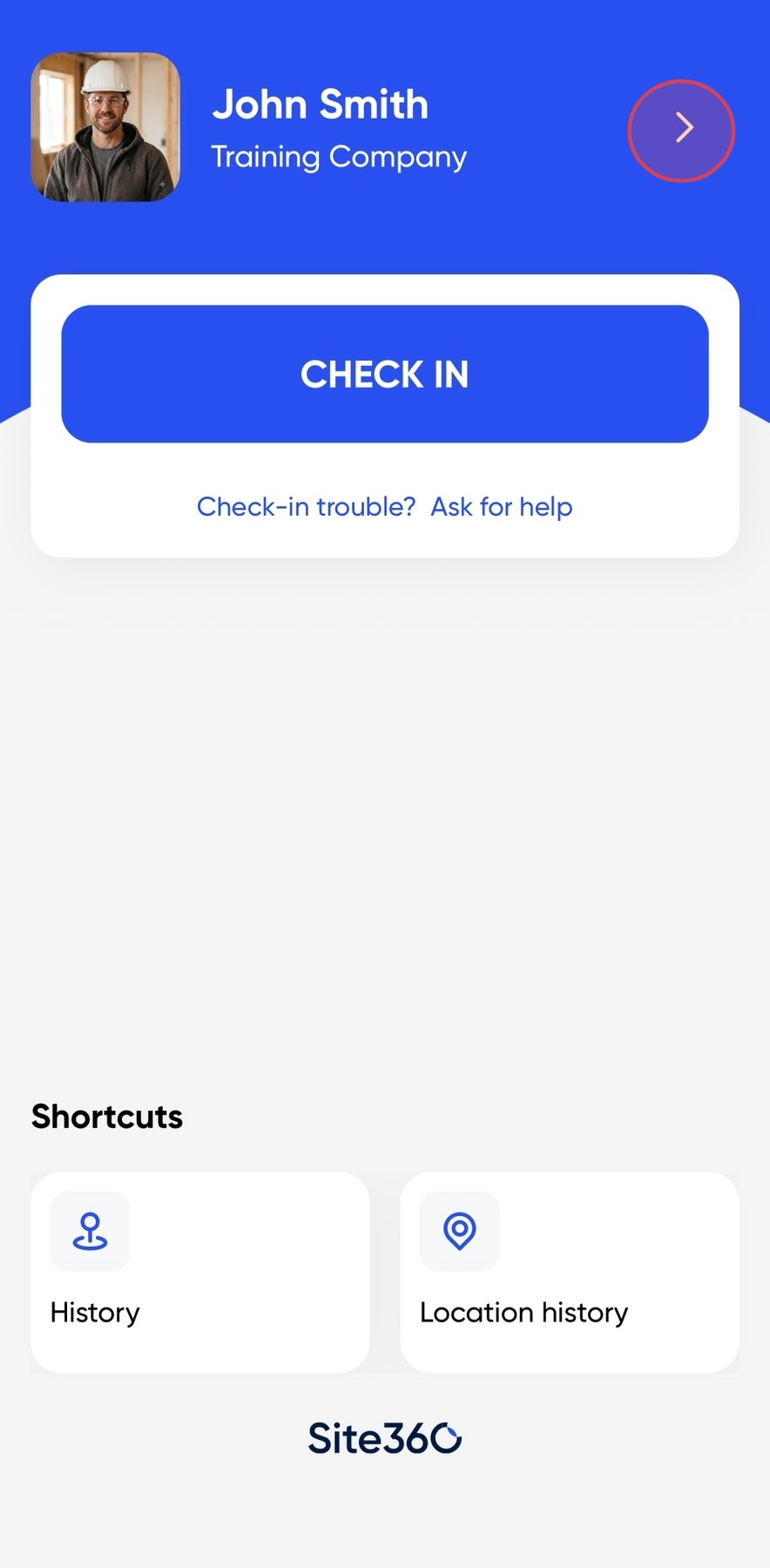 Home screen arrow